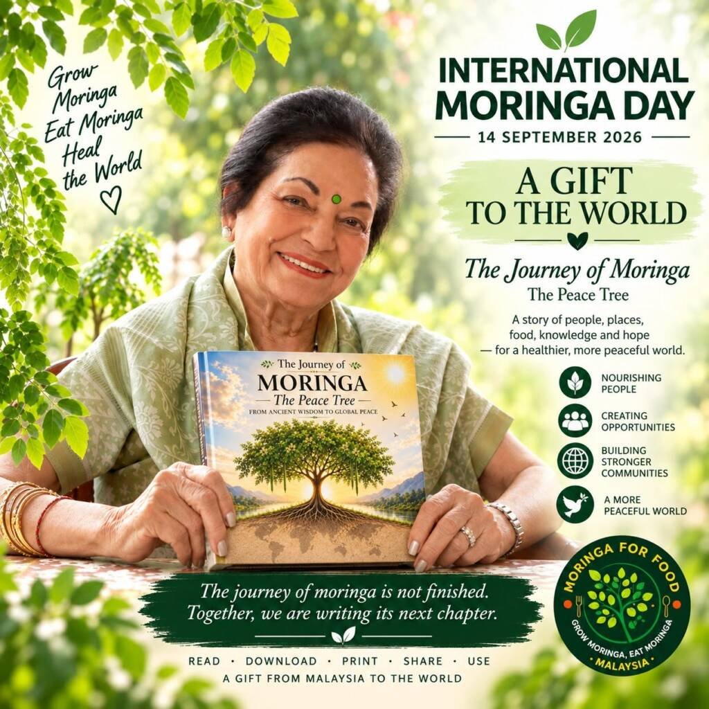 International Moringa Day 14 September 2026 poster: A Gift to the World, The Journey of Moringa by Mohana Gill